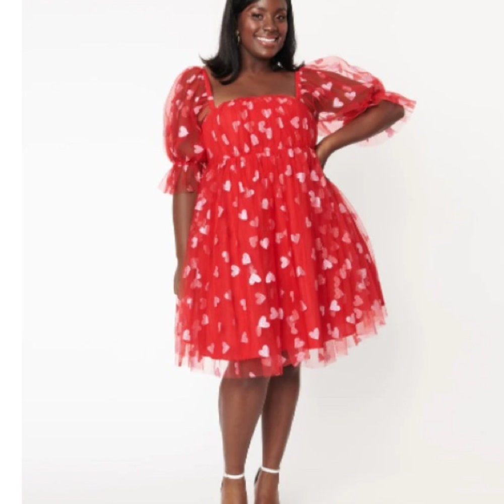 Unique Vintage Red Tulle Dress